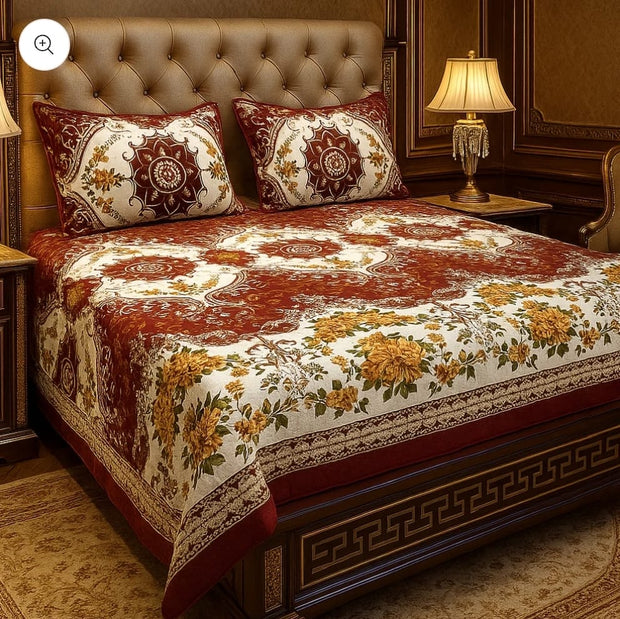 Cryta Cotton Bed Sheet - King - 3pcs - CSB115