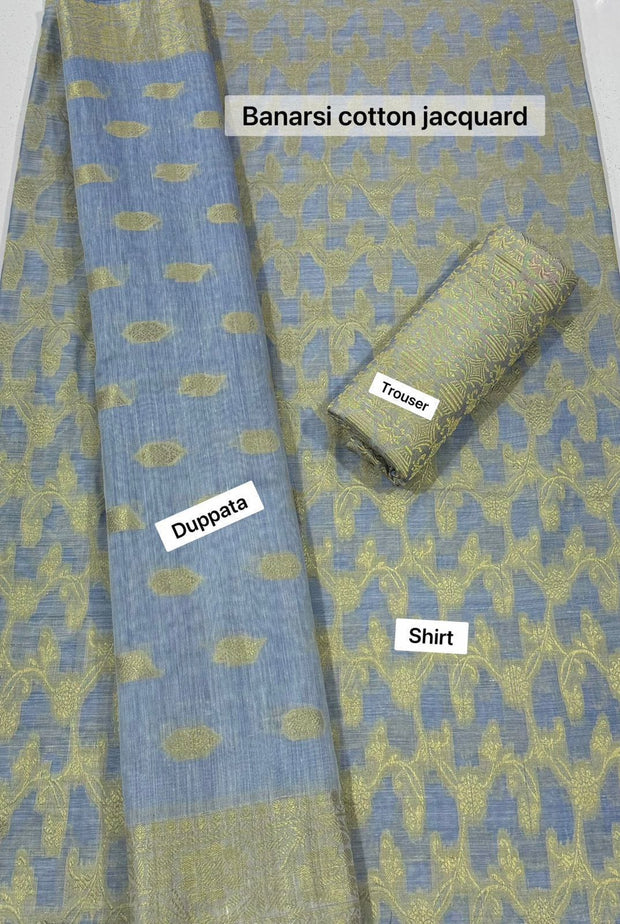 Banarsi Lawn Jacquard- Unstitched - 3pc - BLJ10