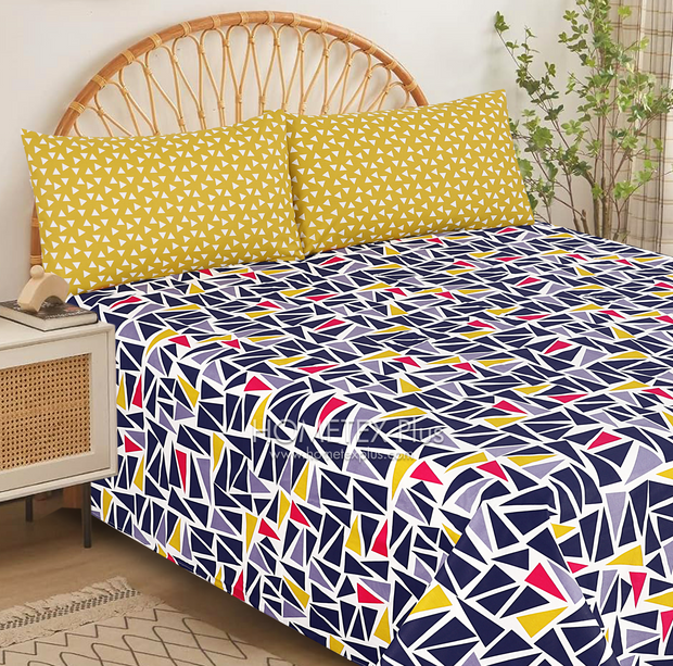 Dexuro Pure Cotton Bed Sheet - King - 3pcs - DBS323