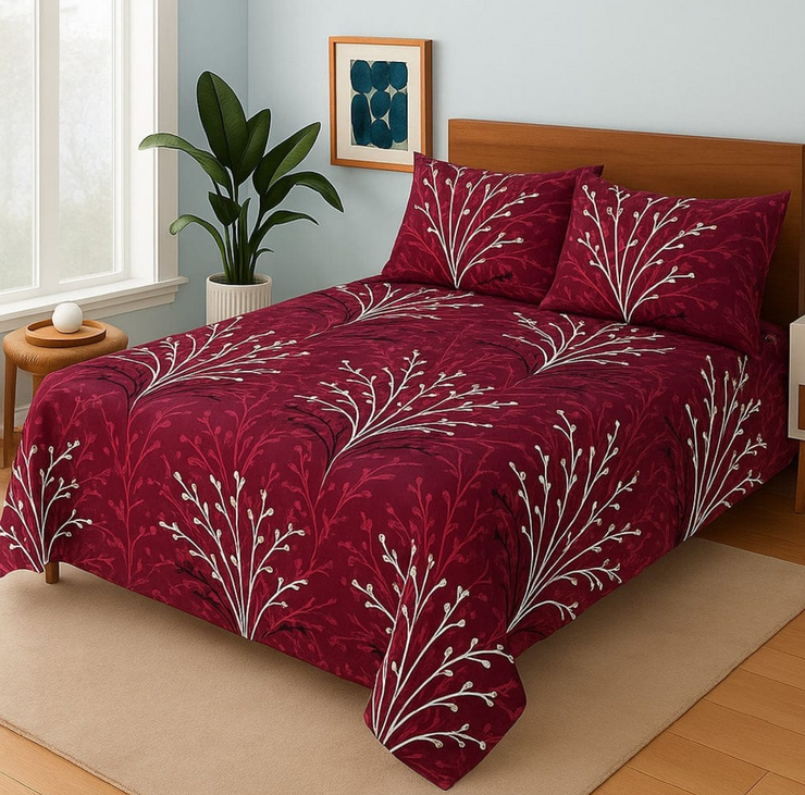 Dexuro Pure Cotton Bed Sheet - King - 3pcs - DBS328