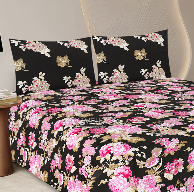 Dexuro Pure Cotton Bed Sheet - King - 3pcs - DBS329