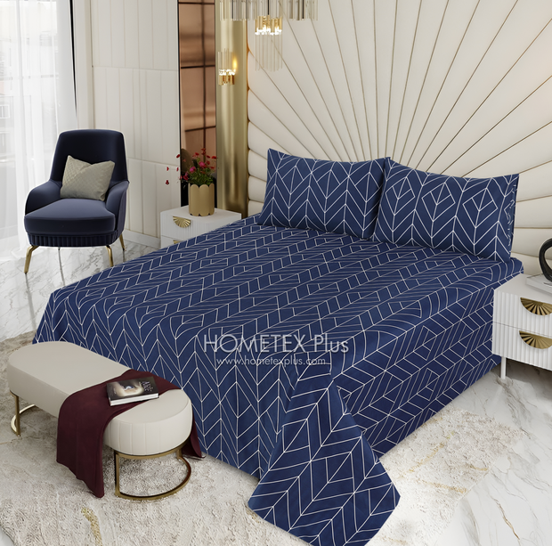 Dexuro Pure Cotton Bed Sheet - King - 3pcs - DBS331