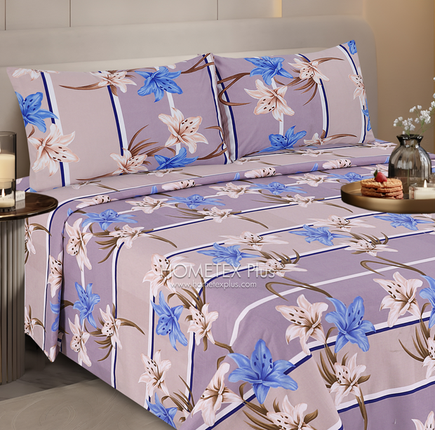 Dexuro Pure Cotton Bed Sheet - King - 3pcs - DBS347