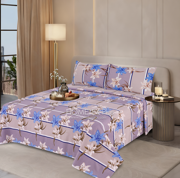 Dexuro Pure Cotton Bed Sheet - King - 3pcs - DBS347